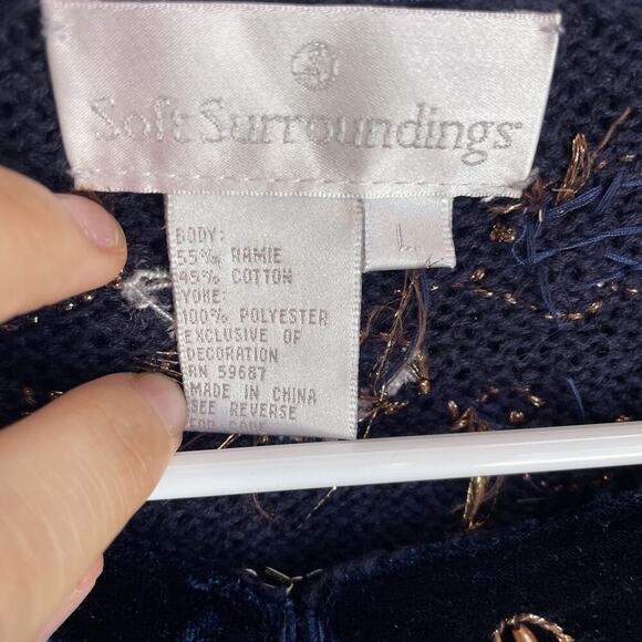 Soft Surroundings Women's Beaded Velvet Cardigan Sweater Size L Boho Embellished - Picture 11 of 16